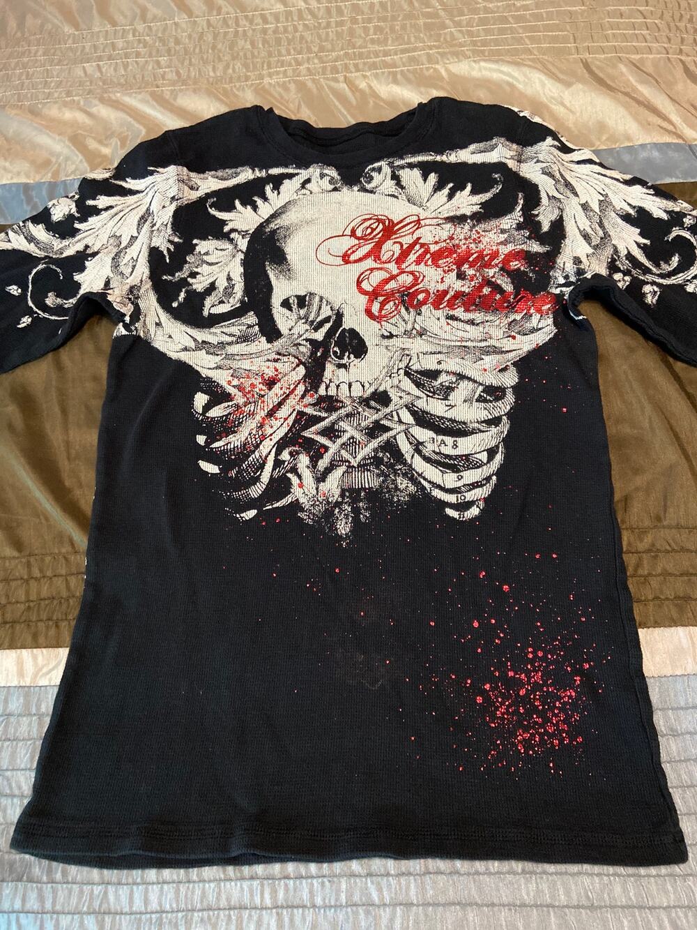 Affliction Xtreme Couture Men's long sleeve shirt Size Large Skull